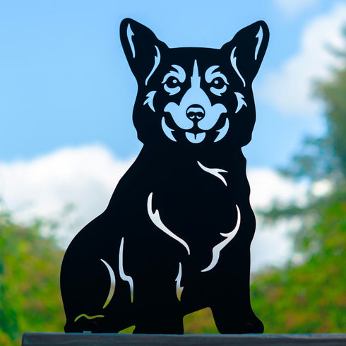 Welsh Corgi Metal Statue Garden Ornament Home Decoration Gift for Dog Owner