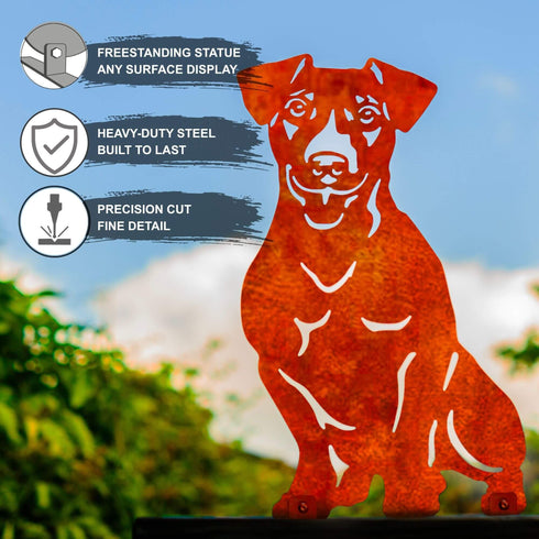 Jack Russell Terrier Metal Statue Dog Garden Ornament Home Decoration Gift