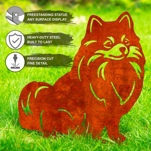 Pomeranian Metal Statue Garden Ornament Home Decoration Gift for Dog Owner