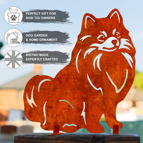 Pomeranian Metal Statue Garden Ornament Home Decoration Gift for Dog Owner