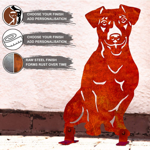 Jack Russell Terrier Metal Statue Dog Garden Ornament Home Decoration Gift