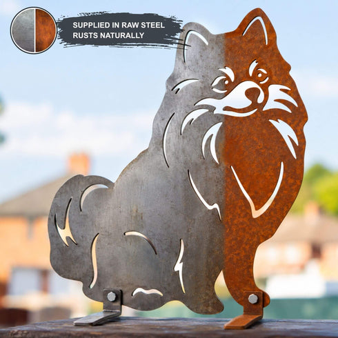 Pomeranian Metal Statue Garden Ornament Home Decoration Gift for Dog Owner