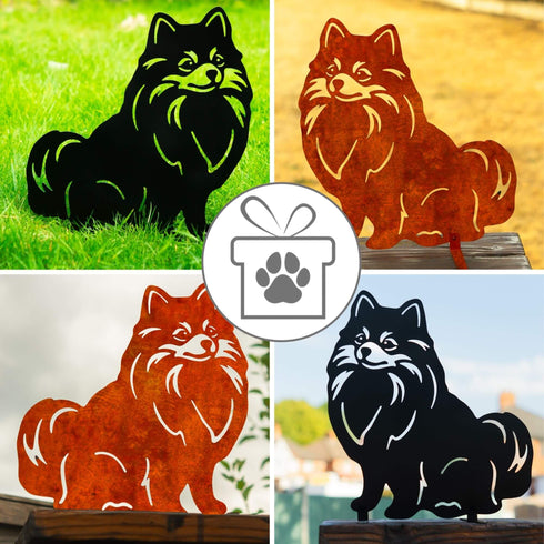 Pomeranian Metal Statue Garden Ornament Home Decoration Gift for Dog Owner
