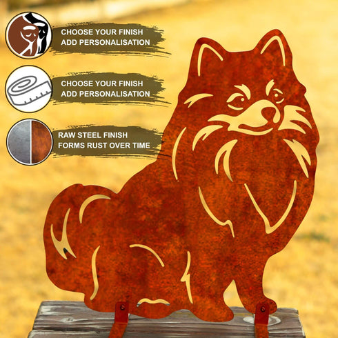 Pomeranian Metal Statue Garden Ornament Home Decoration Gift for Dog Owner