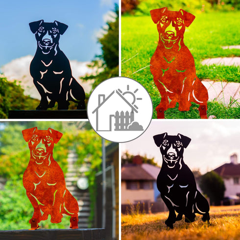 Jack Russell Terrier Metal Statue Dog Garden Ornament Home Decoration Gift