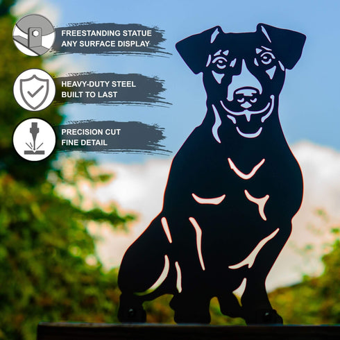 Jack Russell Terrier Metal Statue Dog Garden Ornament Home Decoration Gift
