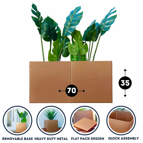 Metal Modular 2 Planters Set Garden Rectangular Plant Pot Steel Outdoor Durable Raised Flower Bed 2x35L