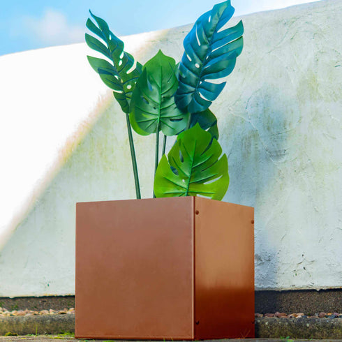 Metal Garden Square Planter 35cm Steel Outdoor Plant Pot Durable Raised Flower Bed 35 L