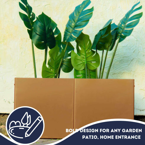 Metal Modular 2 Planters Set Garden Rectangular Plant Pot Steel Outdoor Durable Raised Flower Bed 2x35L