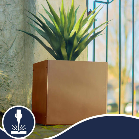 Metal Garden Square Planter 35cm Steel Outdoor Plant Pot Durable Raised Flower Bed 35 L