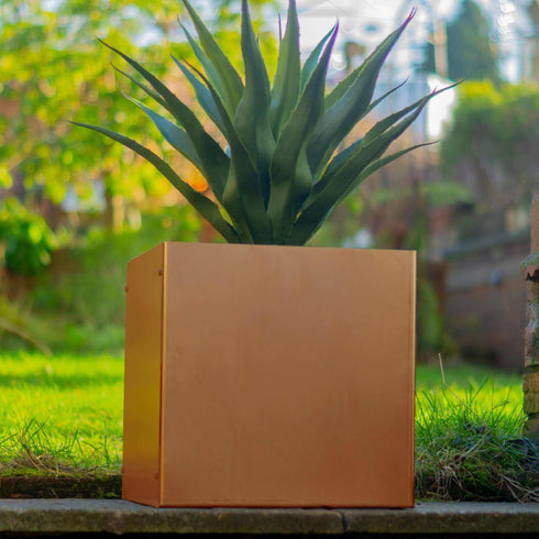 Metal Garden Square Planter 35cm Steel Outdoor Plant Pot Durable Raised Flower Bed 35 L