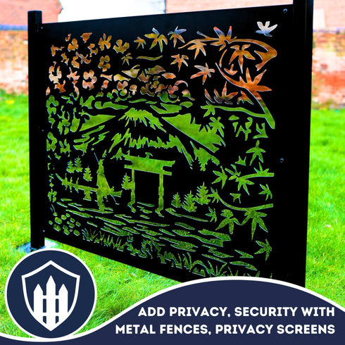 Oriental Japanese Garden Metal Fence Panels Low Maintenance Laser Cut