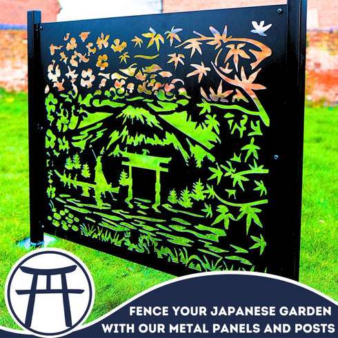 Oriental Garden Metal Fence Panels and Posts Fencing Screens Any Sze Design Available Made in UK