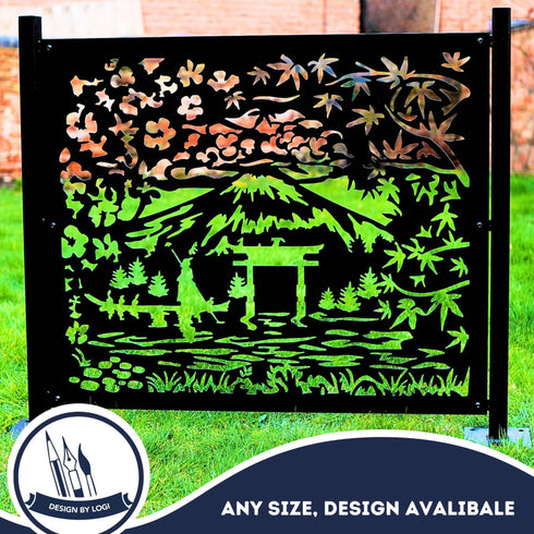 Oriental Japanese Garden Durable Corten Steel Garden Fence Panels