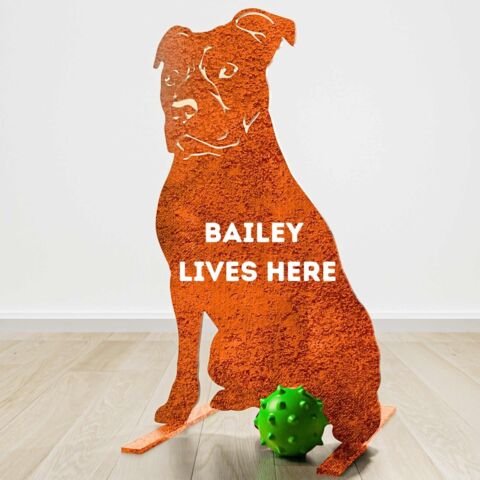 Staffordshire Terrier Statue Garden Ornament Dog Lover Owner Christmas Gift