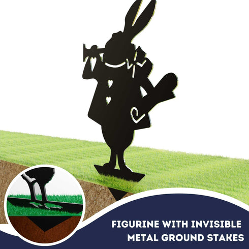 Alice in Wonderland 2 Figurines Metal Art Garden Ornaments Outdoor Decoration Gifts