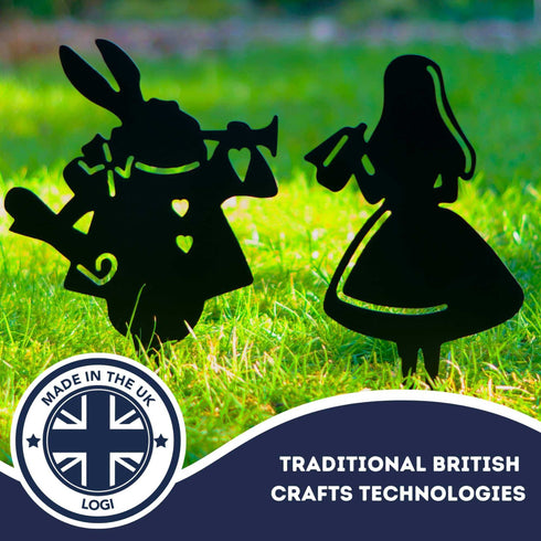 Alice in Wonderland 2 Figurines Metal Art Garden Ornaments Outdoor Decoration Gifts