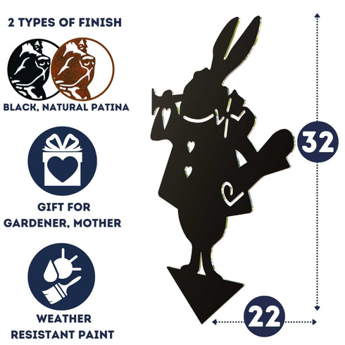 Alice in Wonderland 2 Figurines Metal Art Garden Ornaments Outdoor Decoration Gifts