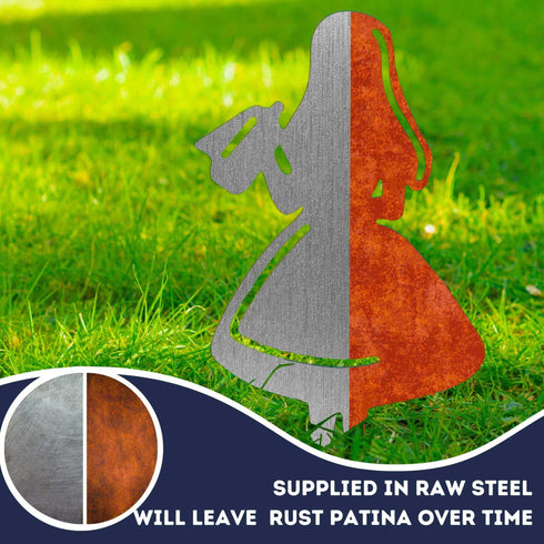 Alice in Wonderland 2 Figurines Metal Art Garden Ornaments Outdoor Decoration Gifts