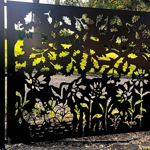 Metal Fence Panels and Posts, Autumn Garden Steel Fencing Screens