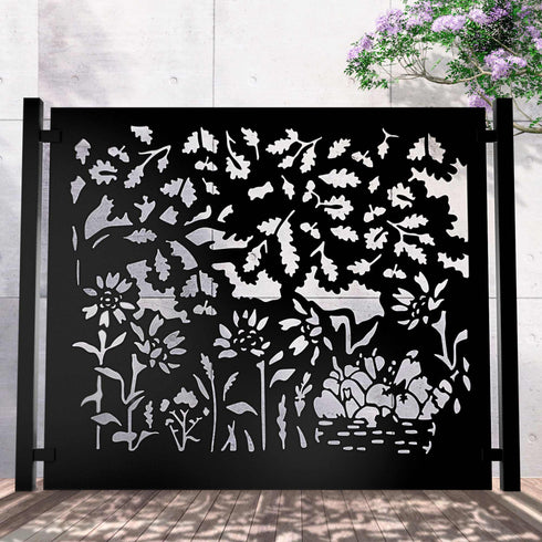 Metal Fence Panels and Posts, Autumn Garden Steel Fencing Screens