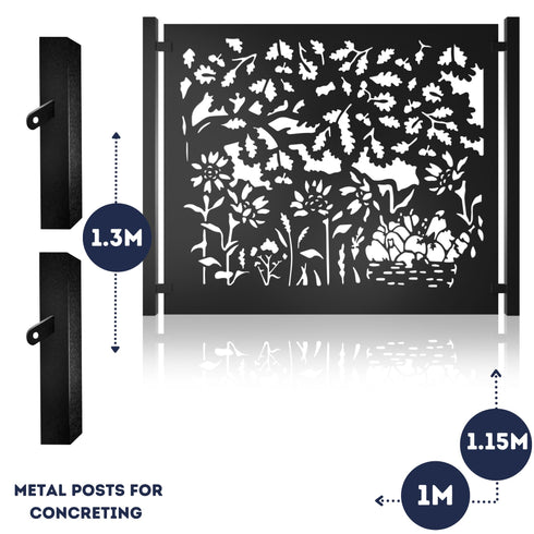 Metal Fence Panels and Posts, Autumn Garden Steel Fencing Screens