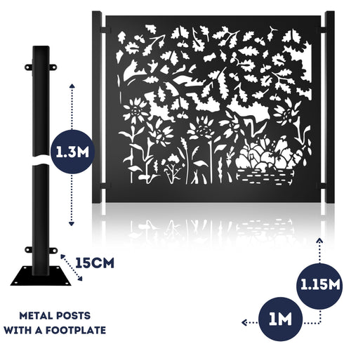 Metal Fence Panels and Posts, Autumn Garden Steel Fencing Screens