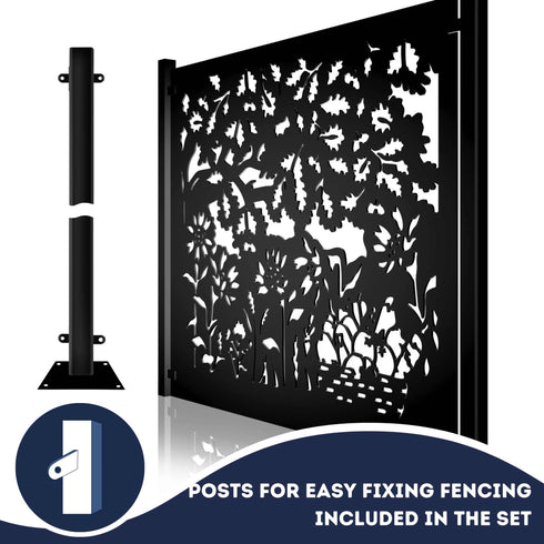 Metal Fence Panels and Posts, Autumn Garden Steel Fencing Screens