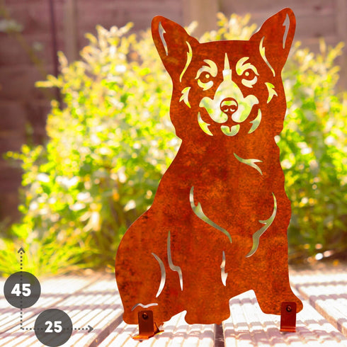 Welsh Corgi Metal Statue Garden Ornament Home Decoration Gift for Dog Owner