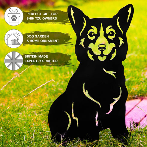 Welsh Corgi Metal Statue Garden Ornament Home Decoration Gift for Dog Owner