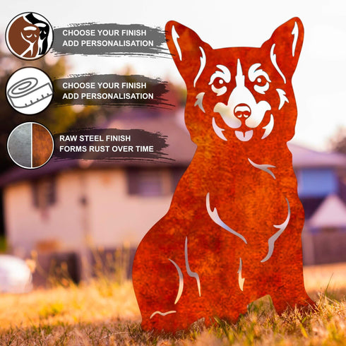 Welsh Corgi Metal Statue Garden Ornament Home Decoration Gift for Dog Owner