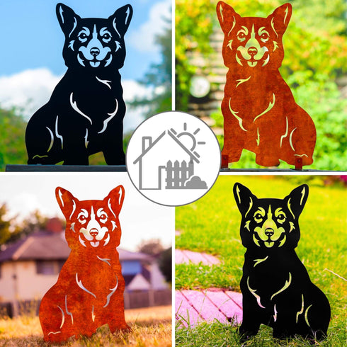 Welsh Corgi Metal Statue Garden Ornament Home Decoration Gift for Dog Owner