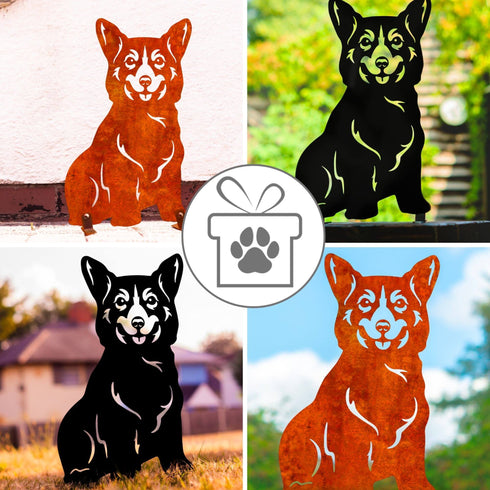 Welsh Corgi Metal Statue Garden Ornament Home Decoration Gift for Dog Owner