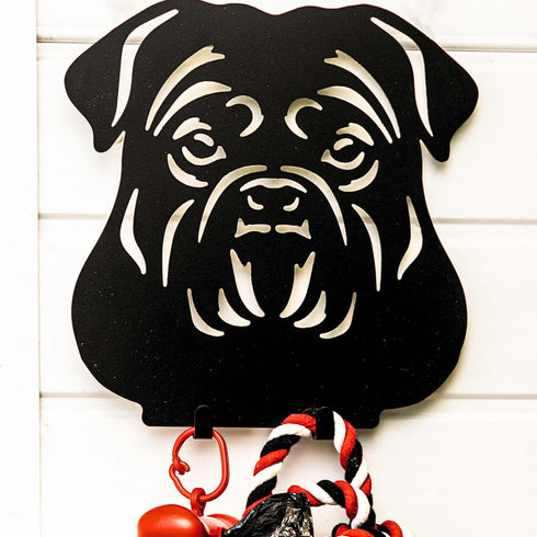 English Bulldog Dog Lead Hook Holder Leash Hanger Dog Lover Owner Wall Ornament