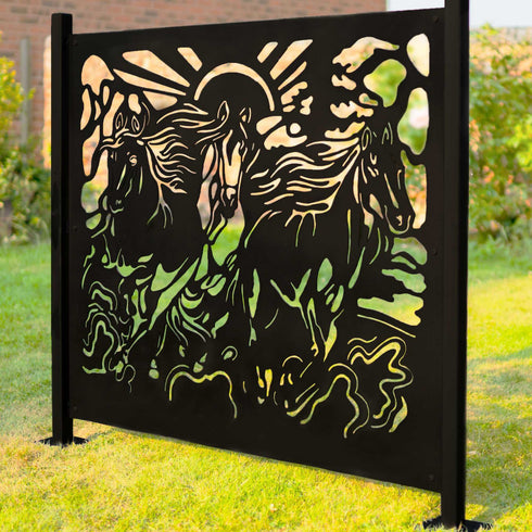 Metal Fence Panels Running Horses Garden Fencing Screens