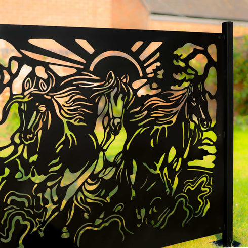 Metal Fence Panels Running Horses Garden Fencing Screens