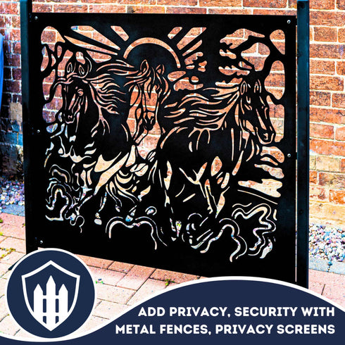 Metal Fence Panels Running Horses Garden Fencing Screens