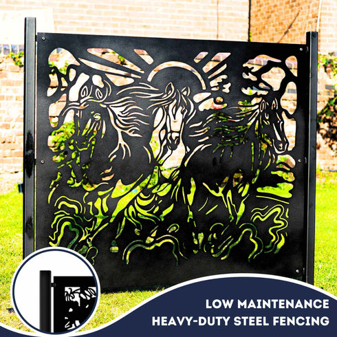 Metal Fence Panels Running Horses Garden Fencing Screens