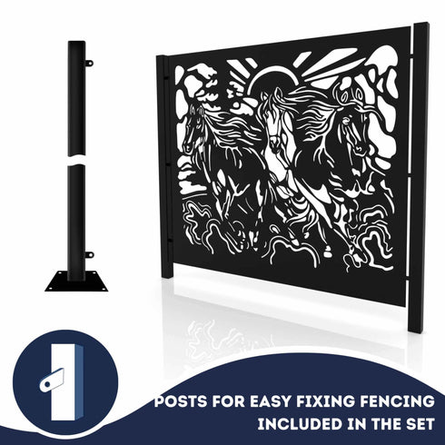 Metal Fence Panels Running Horses Garden Fencing Screens