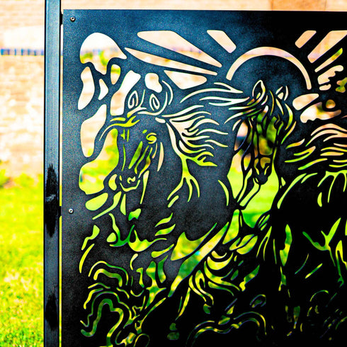 Metal Fence Panels Running Horses Garden Fencing Screens