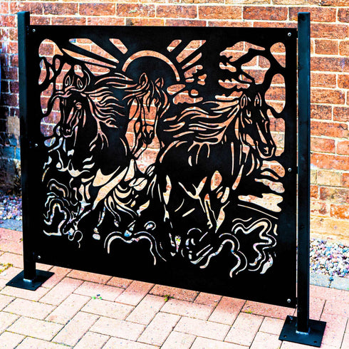 Metal Fence Panels Running Horses Garden Fencing Screens