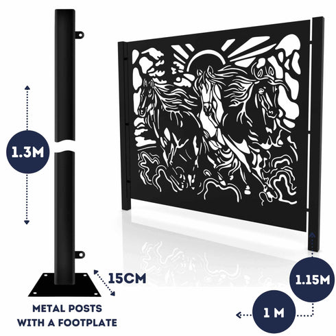 Metal Fence Panels Running Horses Garden Fencing Screens