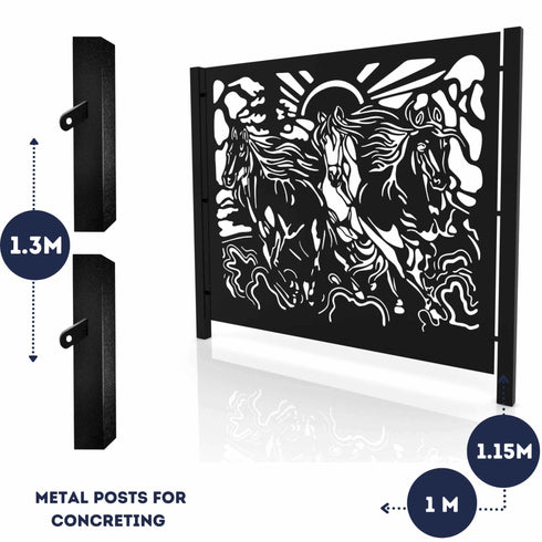 Metal Fence Panels Running Horses Garden Fencing Screens