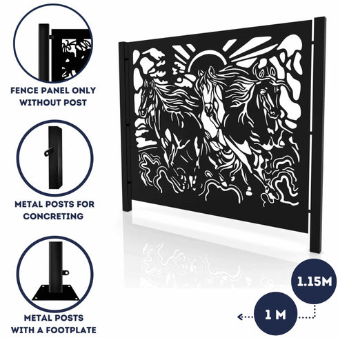 Metal Fence Panels Running Horses Garden Fencing Screens