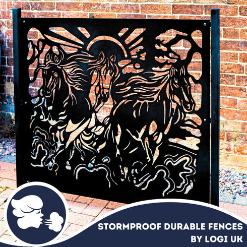 Metal Fence Panels Running Horses Garden Fencing Screens