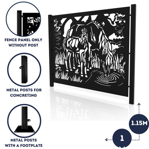 Metal Fence Panels Grazing Horses Garden Fencing Screens