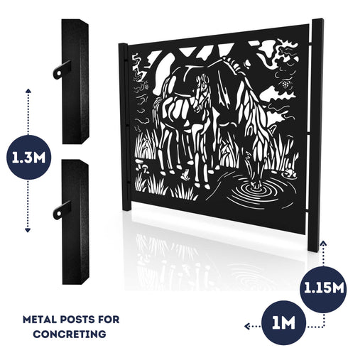 Metal Fence Panels Grazing Horses Garden Fencing Screens