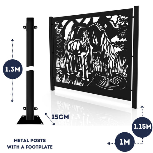 Metal Fence Panels Grazing Horses Garden Fencing Screens