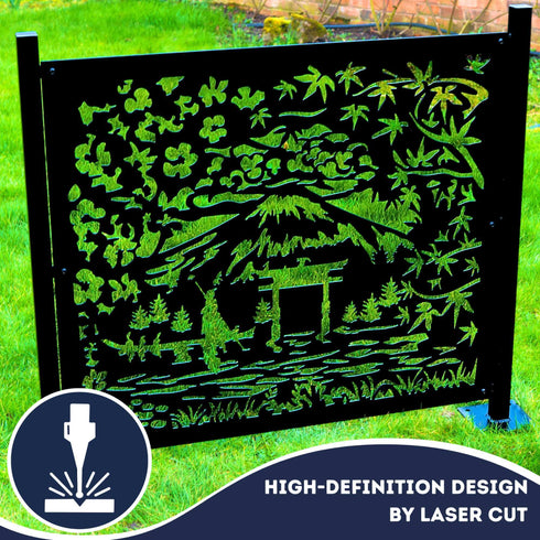 Oriental Garden Durable Heavy Duty Metal Garden Fence Panels Posts