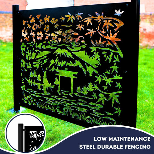 Oriental Garden Durable Metal Garden Fence Panels